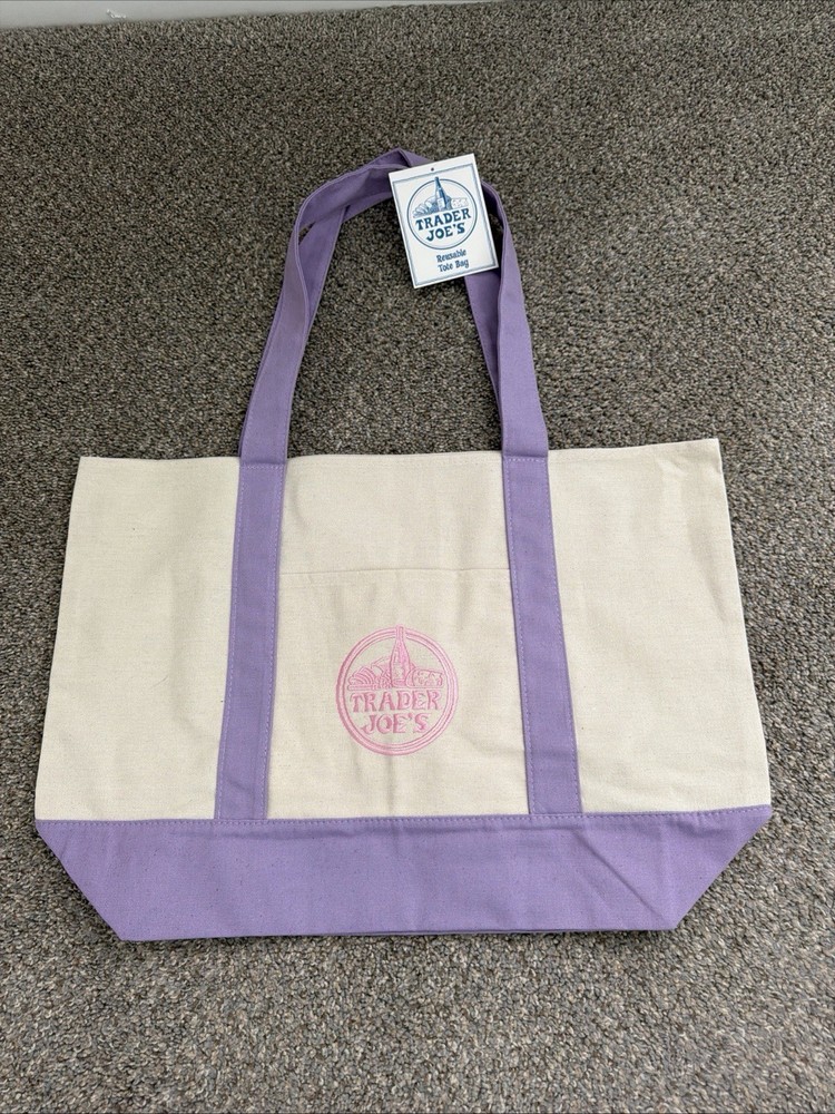(NWT) Set (5)Authentic Trader Joe’s 4 Mini Canvas Tote Bags And 1 Large