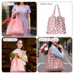 2 Pcs Cute Shopping Bags Reusable Extra Large Foldable Bag Travel Waterproof …