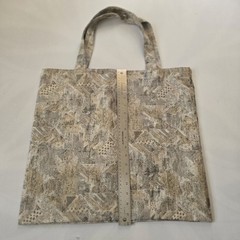 Geometric Pattern Foldable Fabric Reusable Shopping Bag Medium Beige Gray