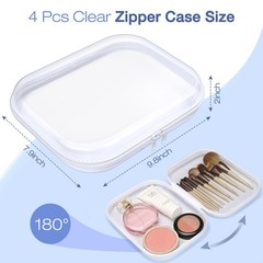 HQAUT Clear Hard Shell Zipper Case, 4 Pack Diaper Bag 4pcs-8*10inch,