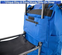 Foldable Stair Climbing Cart with Seat Tri Wheel Grocery Trolley Waterproof Bag