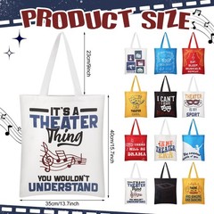 Paterr 12 Pcs Theater Canvas Tote Bags Bulk Theatre Gifts for Women Musical L…