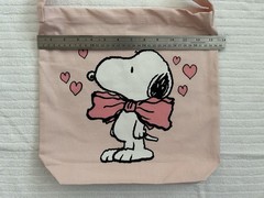 Snoopy Peanuts Valentine Canvas Tote Shoulder Bag Pink Hearts 14″ x 13″ NWT