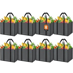 Reusable Grocery Bags with Handles – 8 Pack, 35L Large Shopping Bags for Groc…