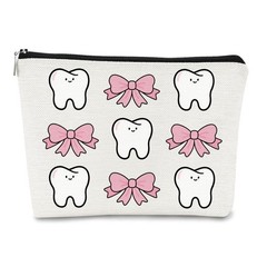 Teeth Makeup Bag,Dental Assistant Accessories Cosmetic 9 x 7 inches, White