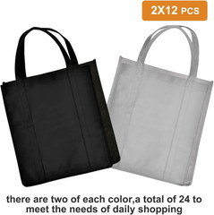24-Pack Reusable Grocery Bags，Large Washable Foldable Shopping Bags，Heavy
