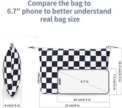 Narwey Small Checkered Makeup Bag for Purse AB-Black Checkerboard
