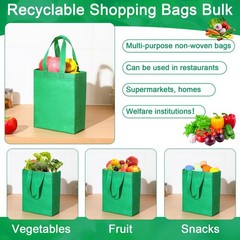 50 Pcs Reusable Tote Bag Bulk 8 x 4 x 10 Inch Non Woven Shopping Bag with Han…