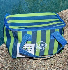 Trader Joe’s Insulated Neon Lime Striped MINI Tote Bag w/ Zipper Top & Handles
