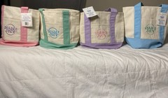 Trader Joe’s Mini Pastel Canvas Foldable Small Tote Bag Set of 4 Multicolor