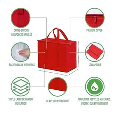 Reusable Insulated Cooler Bag Leakproof Keep Food Hot/ Cold for Delivery Picnics