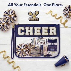 Ahdoma Cheer Makeup Bag Cheerleader Gifts Chenille Letter Cosmetic Navy