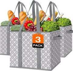 WISELIFE Reusable Grocery Bags [3 Pack],Large Grocery Tote Bag Water Resistant