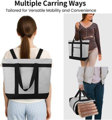 Insulated Grocery Tote Bag Reusable Cooler for Delivery, 39L,Heavy Duty, Thermal