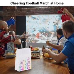 24Pcs Kraft Gift Bags with Handles Bulk, White Multicolor Dot Party Favor Bags