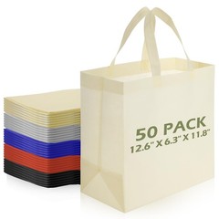 50 Pcs Reusable Grocery Tote Bags – Foldable Non-Woven Shopping Bags, Multicolor