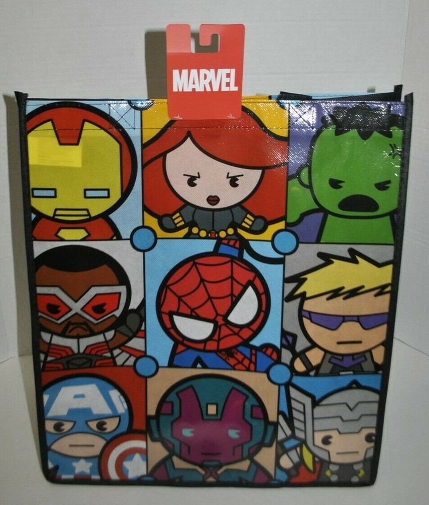 Marvel Avengers Thor Spiderman Captain America Kawaii Reusable Tote Bag NEW