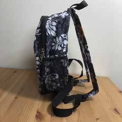 Aloha Hawaii Spirit Floral Bag Travel Hiking Backpack Black White