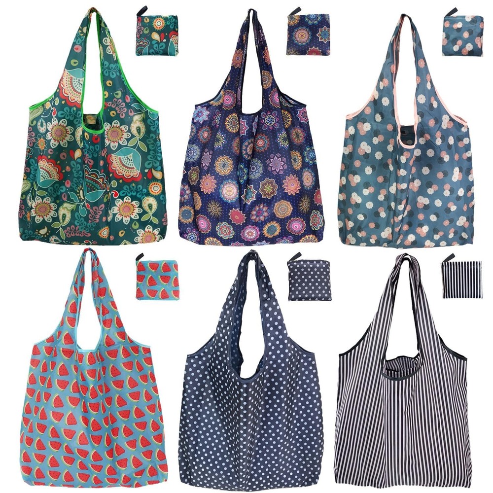Reusable Shopping Bags, Foldable Grocery Bags in Pocket Washable Foldable Bags