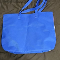 Lancôme Paris Pattern Reusable Tote Bag Blue Pink White 15x17x14 in