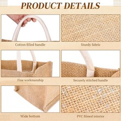 24 Pcs Burlap Tote Bag Mini Jute Reusable Waterproof Bag W/ Handles Small Blank