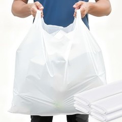 100 Pack Extra Large 36″x24″x8″ White Plastic Shopping Bags – Heavy Duty Reusabl