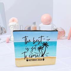 Sldpngo Retirement Gifts for Women 2026 Makeup Bag, Happy 10*7.5*2 inch, Come