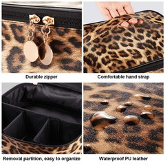 Boao 3 Pcs Leopard Print Cosmetic Bag Set Cheetah 3 Piece Set, Multicolor