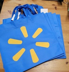 6 NEW Blue Heavy Duty Reusable Walmart Shopping Bags Wal-Mart Logo NEW!