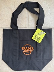 Trader Joe’s Trick-or-Treat Canvas Tote Bag Black with Orange Logo