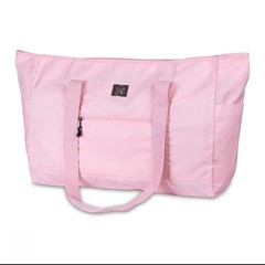 B&C Pink Foldable Reusable Fabric Shopping Bag Tote with Zippered Pocket