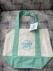 Trader Joe Mini Canvas Tote Limited Spring Edition Pastel Green 2026 NWT