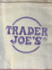 Trader Joe’s Pastel Pink Canvas Mini Tote Bag Embroidered Double Handles