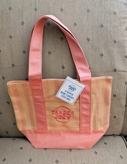 Trader Joe’s Striped Mini Canvas Tote Bag Pink/Beige Small 14x8x4 Washable