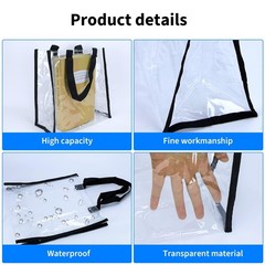 6 Pack 12 x 12 x 6 Inch Clear Tote Bags PVC Plastic Tote Bag With Handles Bul…