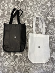 Lululemon white and black Small shopping tote bag bundle of 2. New 12inx9in