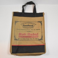 Indian Tote Bag Restaurant Advertising Tan Brown Shopping Bag from Panaji, Goa