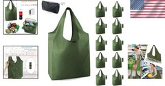 Reusable Grocery Bags Bulk 10 Pack Large 50LBS Polyester Folding Durable