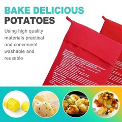 KornaDoz 2 Pack Reusable Microwave Potato Bag, Perfect Baked Red