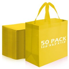 50 Pieces Reusable Totes Bag Bulk Shopping Bags Non Woven Grocery handbag wit…