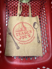 Trader Joe’s Brown Paper Reusable Shopping Bag All-Over Pattern Grocery Tote