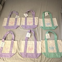 Trader Joe’s Mini Pastel Canvas Tote Bag 6-Pack Foldable Cotton Polyester Small