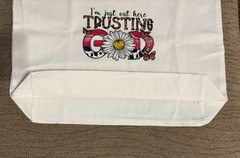 Canvas Tote Shopping Bag “I’m Just Out Here Trusting God” Christian Religious