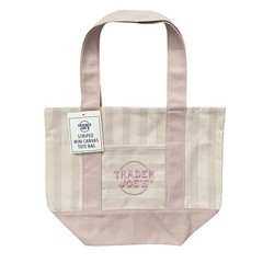 Trader Joe’s Mini Striped Canvas Tote Bag Pastel Pink Blue Summer SET of 2 NWT