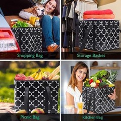 Multi-Use Collapsible Rigid Tote Bag Easy To Clean Reusable Grocery Storage Bin