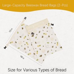 Removable Beeswax Bread Bags for Sourdough & Homemade Extra Large (XL), White