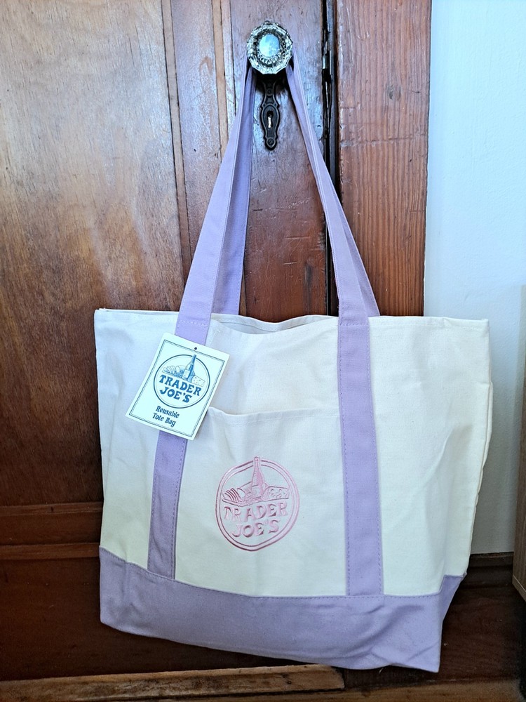 Trader Joe’s LARGE Lavender Canvas Limited Release Tote Shopping Bag – NWT
