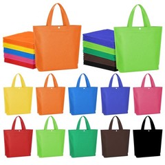 100 Pcs Reusable Grocery Bags With Handles, Multicolor Non Woven Shopping Tot…
