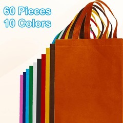 60 Pack Non Woven Tote Bags, 14 x 10 Inch Reusable Grocery Bags with Handles,…