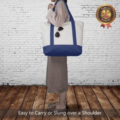 TOPDesign 1-Pack Canvas Tote Bag with an External Pocket, Reusable Grocery Sh…